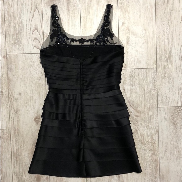 BCBGMAXAZRIA black ruffle embellished beaded dress - Picture 3 of 4